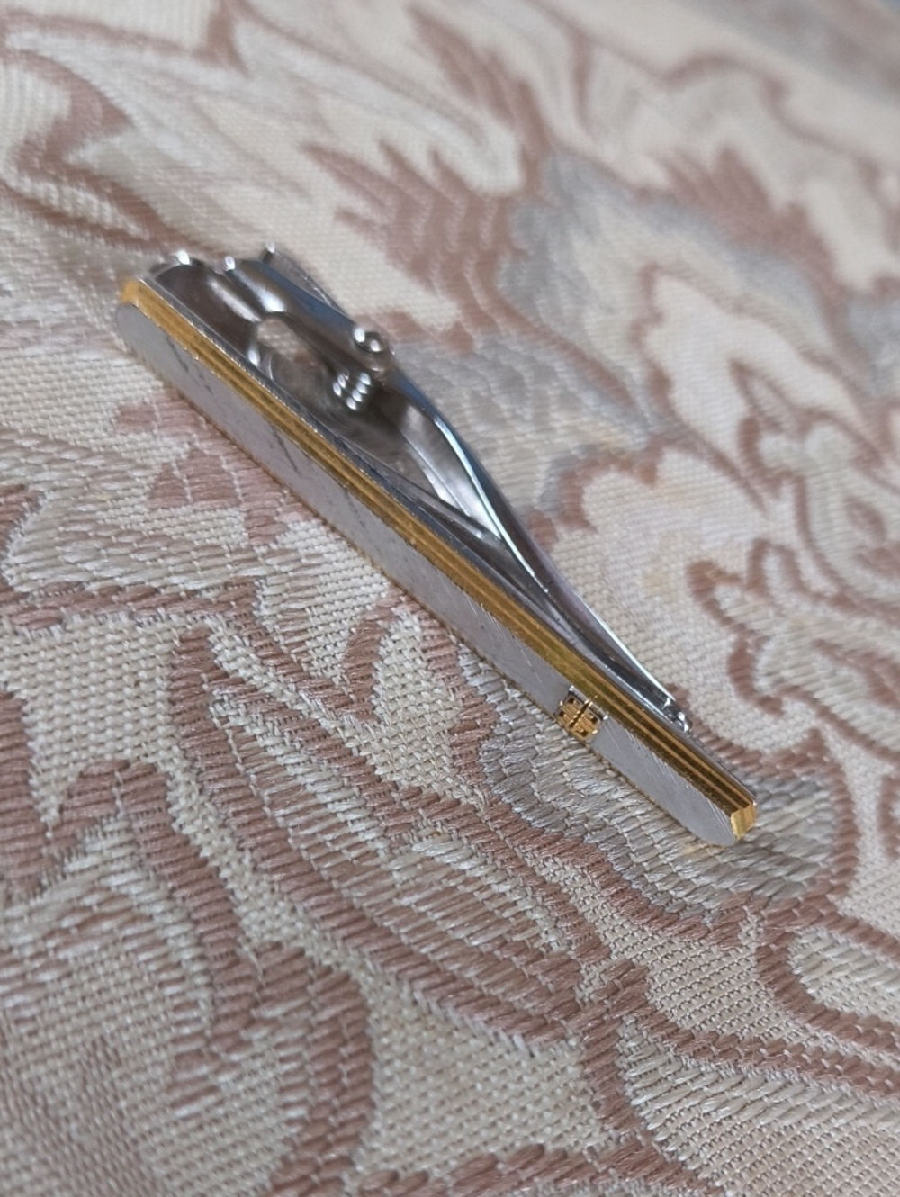 GIVENCHY Silver Gold Lining Tie Hair Scarf Money Clip Pin